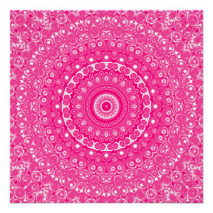 Pôster Padrão de Mandala Rosa Vibrante
