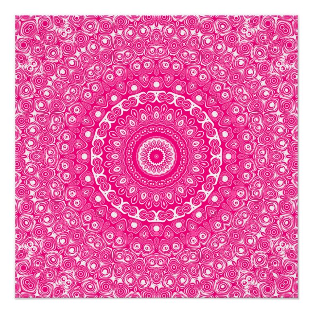 Pôster Padrão de Mandala Rosa Vibrante (Frente)