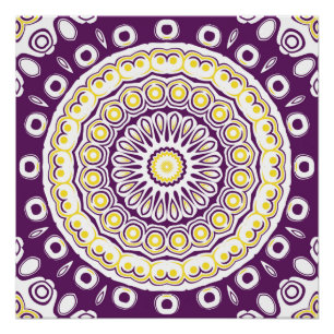Pôster Padrão de Mandala roxo e Dourado