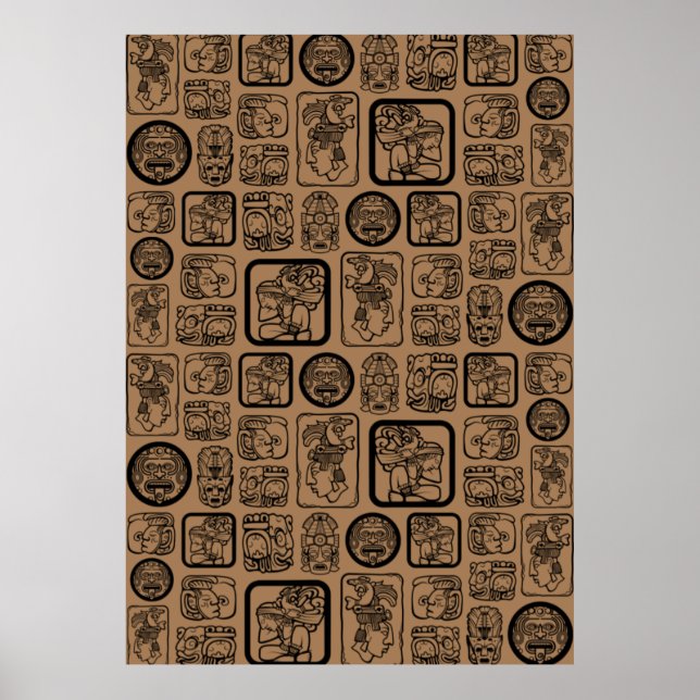 Poster Padrão de máscara antiga 1 da MAYA tribal (Frente)