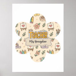 Poster Padrão de material escolar para professores de pas