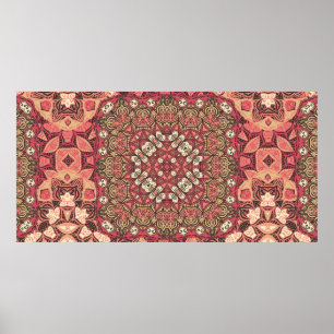 Poster Padrão de medalhão abstrato indiano. Boho e ciga