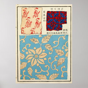 Poster Padrão de Medalhões Florais Chineses de 1880