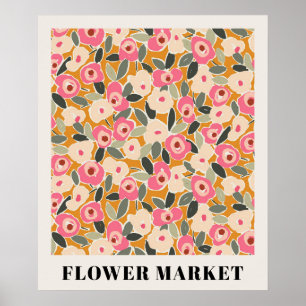 Poster Padrão de Mercado de Flores Florais Inky - Prado E