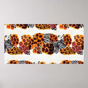 Poster Padrão de mistura animal selvagem. Jaguar, leopar