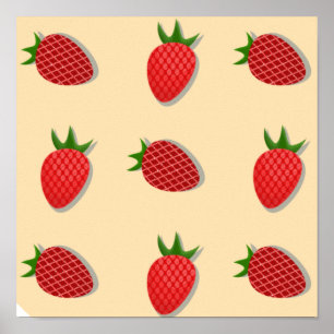Poster Padrão de morango para boas vibrações no Verão de