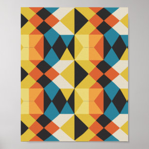 Poster Padrão de Mosaico Retroativo Geométrico
