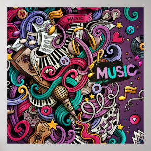 Poster Padrão de música abstrato