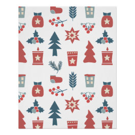 Pôster Padrão de Natal escandinavo simples