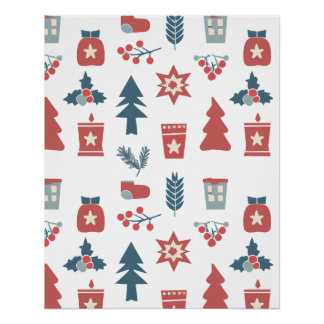 Pôster Padrão de Natal escandinavo simples