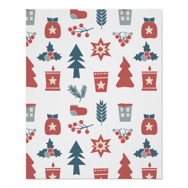 Pôster Padrão de Natal escandinavo simples (Frente)