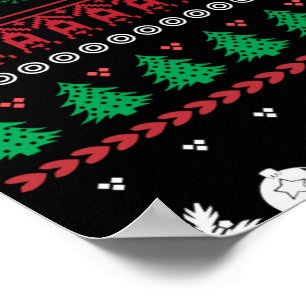 Poster Padrão de Natal Feliz e Feliz