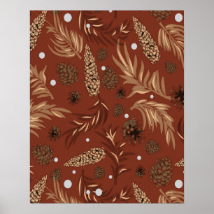 Poster Padrão de Natal, Pine Snow 8