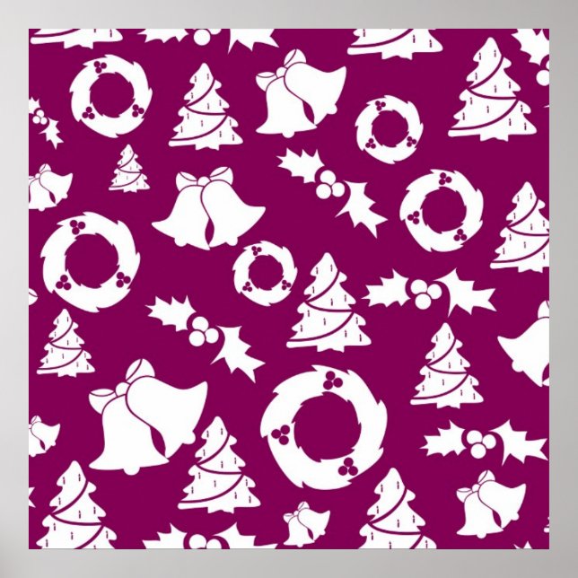 Poster Padrão de Natal Roxo (Frente)