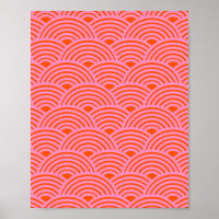 Padrão de Onda Japonesa Seigaiha Preppy Orange Pin