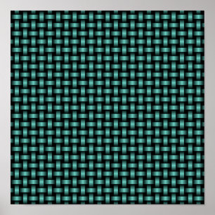 Poster Padrão de Onda Preta Teal
