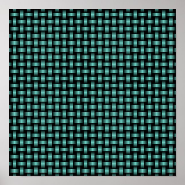 Poster Padrão de Onda Preta Teal (Frente)