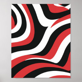 Poster Padrão de Onda Vermelha e Preta Negros