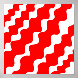Poster Padrão de ondas vermelhas e brancas