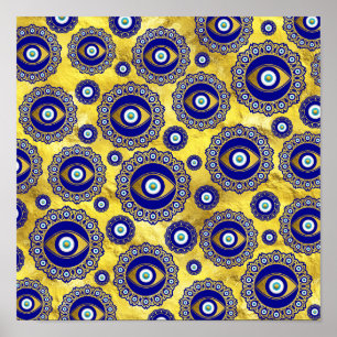 Poster Padrão de Ornamento de Charme de Olhos Mau