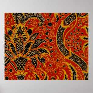 Pôster Padrão de Papel de Carteira Vermelho Têxtil Anti