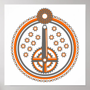 Pôster Padrão de partes de bicicleta