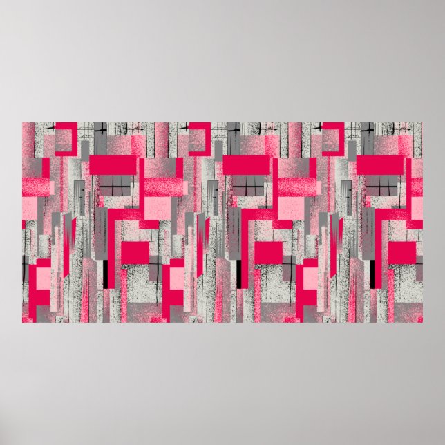 Poster padrão de patchwork digital aquarela sem emendas (Frente)