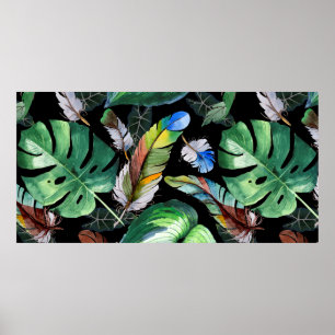 Poster Padrão de penas de aves aquáticas da asa. Aquare