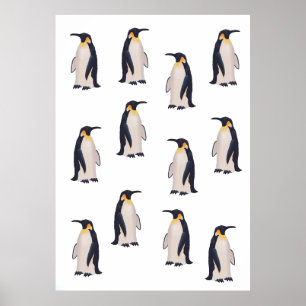 Poster Padrão de Pinguins Fofos