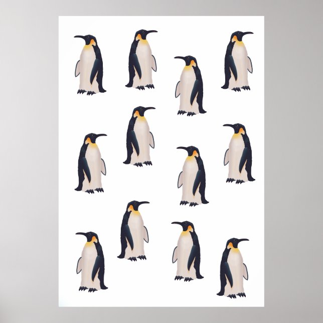 Poster Padrão de Pinguins Fofos (Frente)