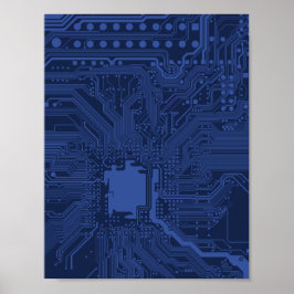 Poster Padrão de Placa-Mãe Blue Geek