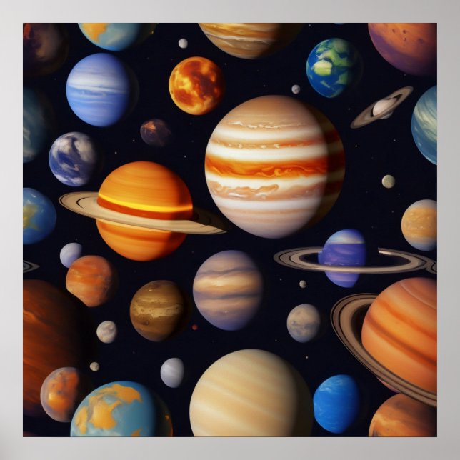 Poster Padrão de Planetas (Frente)