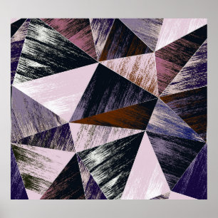 Poster Padrão de polígono abstrato, triângulos coloridos.