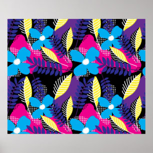 Poster Padrão de Ponto e Floral de Chic Colorida com Fol