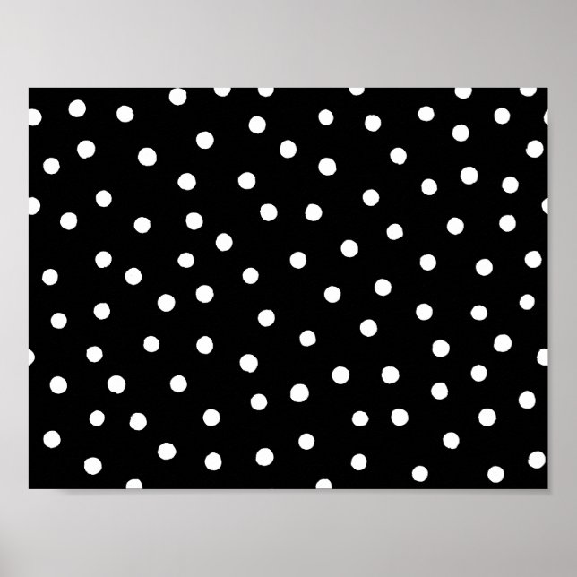 Pôster Padrão de Pontos de Confetti Preto e Branco (Frente)