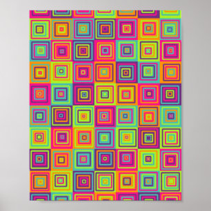 Poster Padrão de Quadrados Coloridos