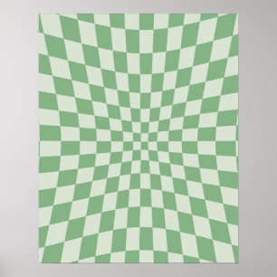 Poster Padrão de Quadro de Verificação Distorcido Verde