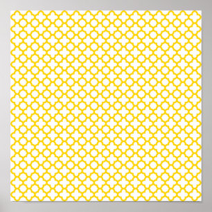 Pôster Padrão de Quatrefoil Amarelo