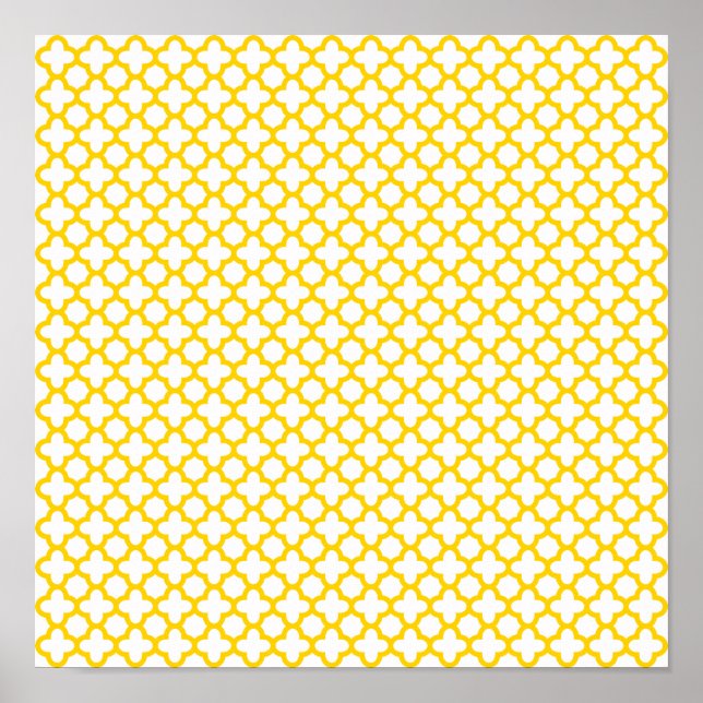 Pôster Padrão de Quatrefoil Amarelo (Frente)
