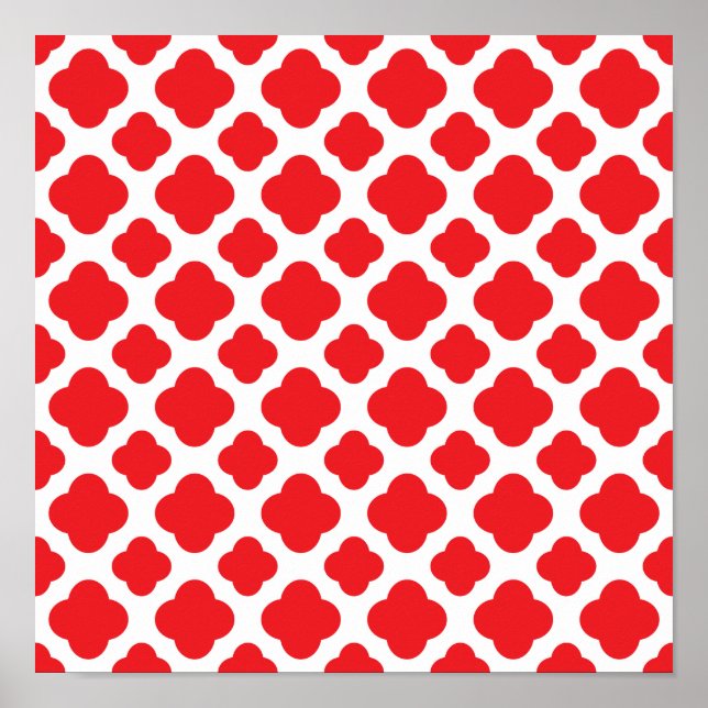 Pôster Padrão de Quatrefoil Vermelho (Frente)