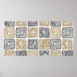 Poster padrão de rabisco sem descontinuidades do vintage