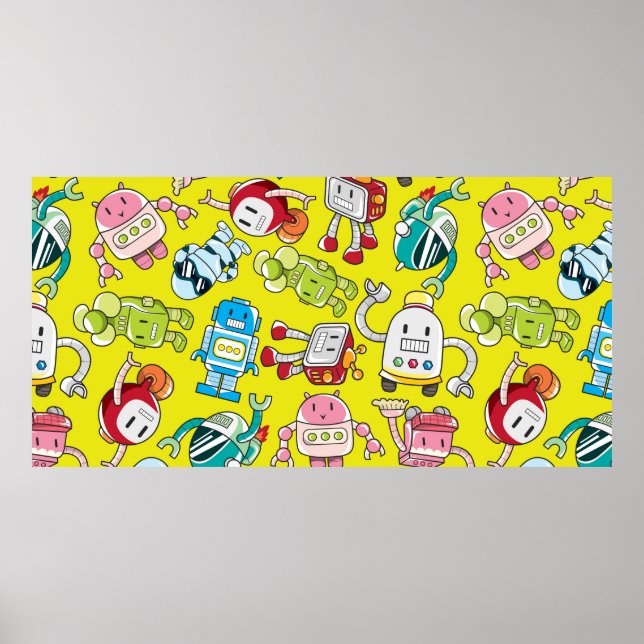 Poster padrão de robô sem costura (Frente)