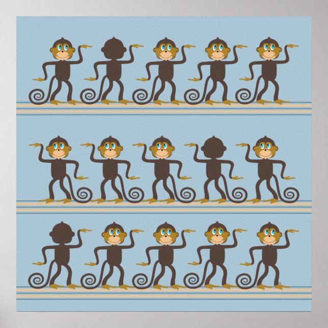 Pôster Padrão de safari dançarino bonito, quarto de menin (Frente)