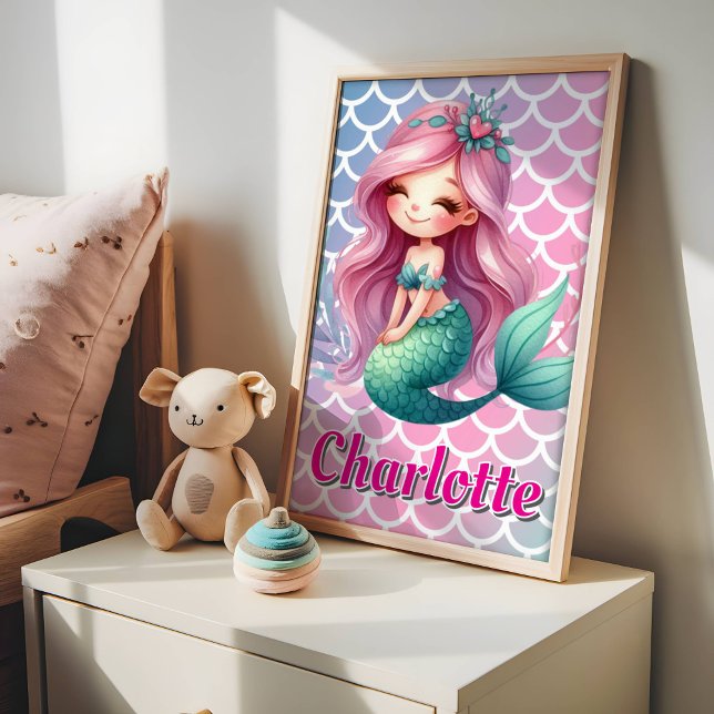 Poster Padrão de sereia nome personalizado  (Criador carregado)