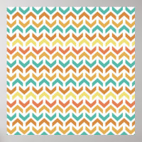 Padrão de Setas Chevron Retro Laranja Turquesa Dou