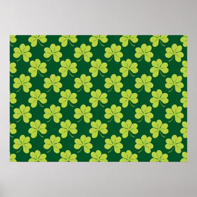 Poster Padrão de Shamrock de cobertura verde-branca (Frente)