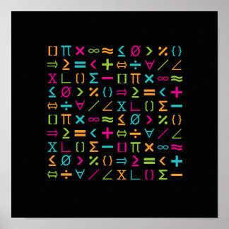 Poster Padrão de Sinais e Símbolos Matemáticos Modernos