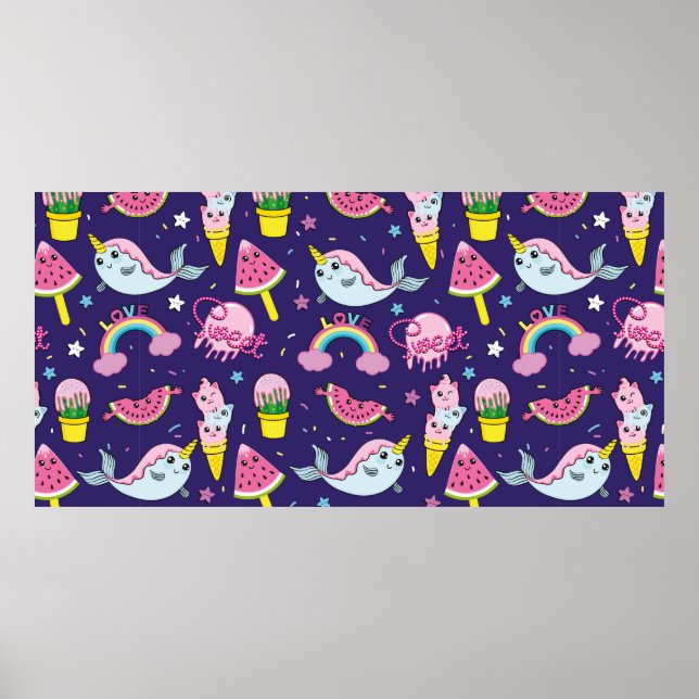 Poster Padrão de sorvete sem problemas. Vint criativo (Frente)