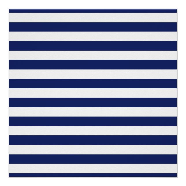 Pôster Padrão de Stripe marinho Azul e Branco (Frente)