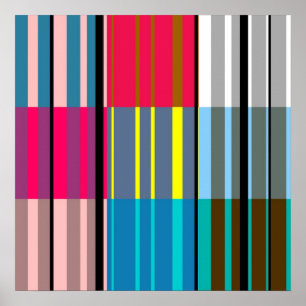 Pôster Padrão de Stripes Coloridas de Pop de Vintage #3 P